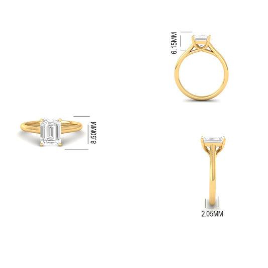 Classic Emerald Cut Moissanite Solitaire Engagement Ring