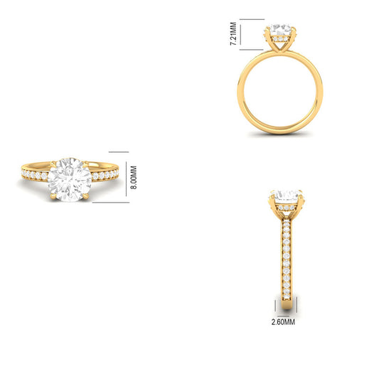 Classic Round Cut Moissanite Wedding Ring in 14K Gold Plated