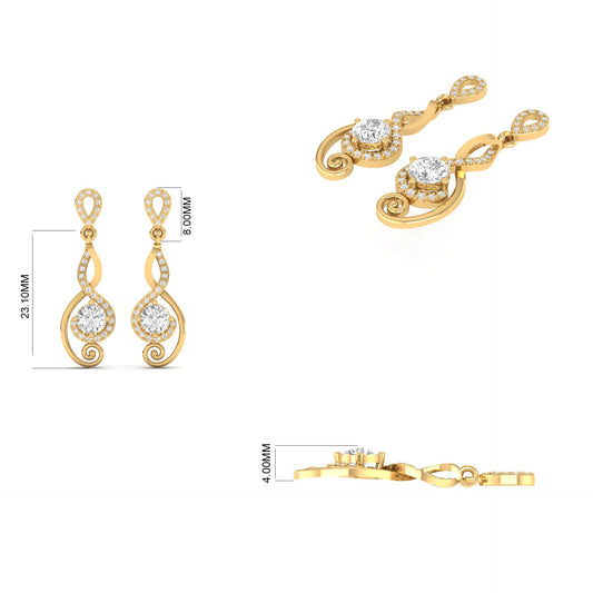 1.0CT Emerald Moissanite Dangle Earrings In Sterling Silver