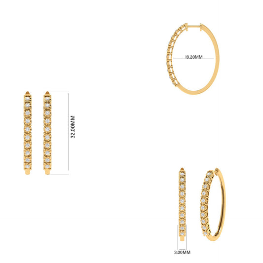 0.37CARAT Moissanite Hoop Earrings 18kt Gold Over Sterling Silver