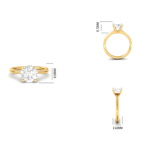 Round Cut Moissanite Solitaire Engagement Ring 14k Yellow Gold Plated