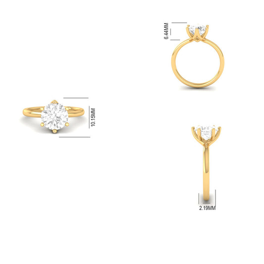 Classic Round Moissanite Solitaire Engagement Ring in 14K Gold Plated Sterling Silver