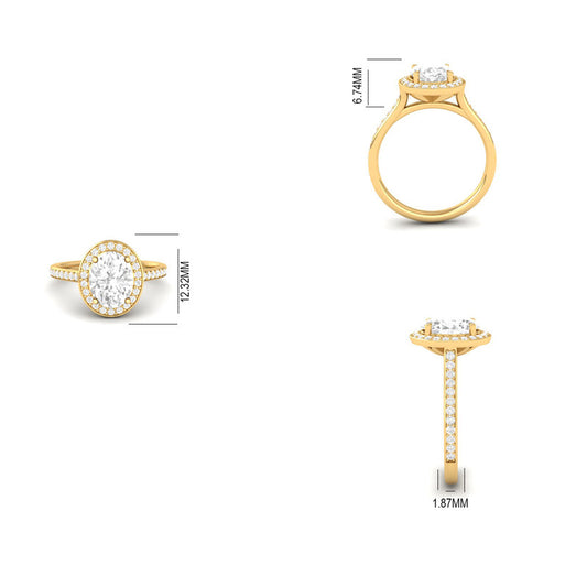 Oval Cut Moissanite Halo Engagement Ring Gift