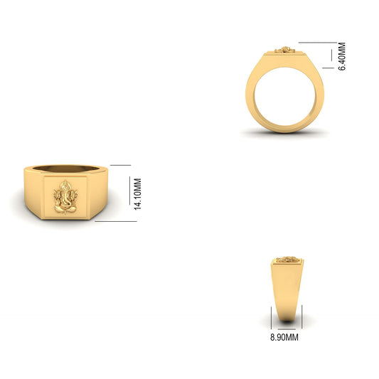 Lord Ganesha Gold Ring for Men – Dual Tone Religious Band Ring, Auspicious Ganpati Design