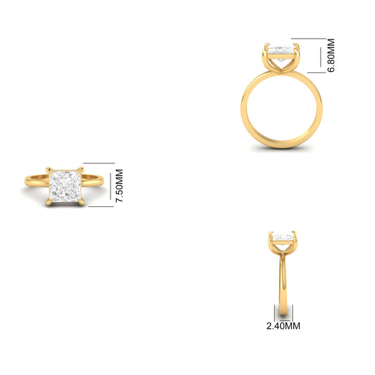 Princess Cut Solitaire Ring, Promise Engagement Ring, Dainty Minimalist Jewelry, Handmade Gift for Her
