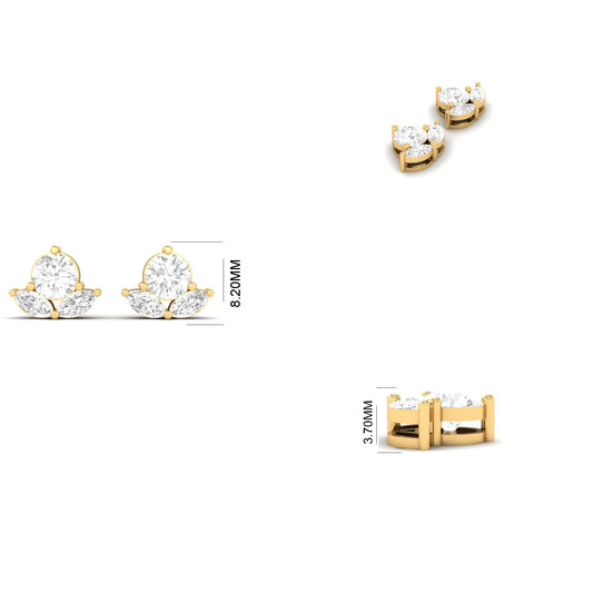 0.50CT Round & Marquise Cut Red Ruby Stud Earrings for Women