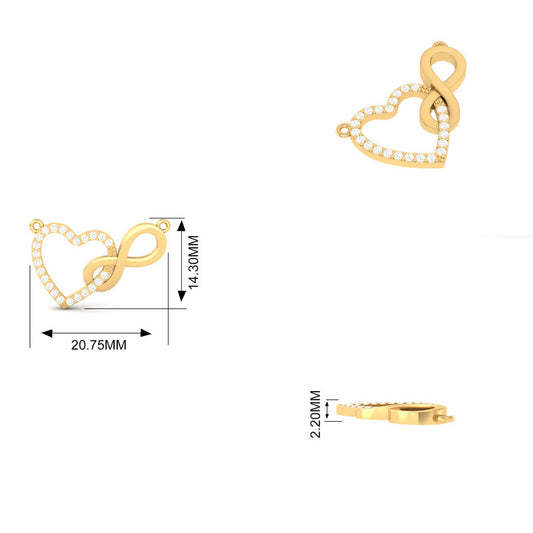 Heart & Infinity Moissanite Necklace 14K Gold Plated