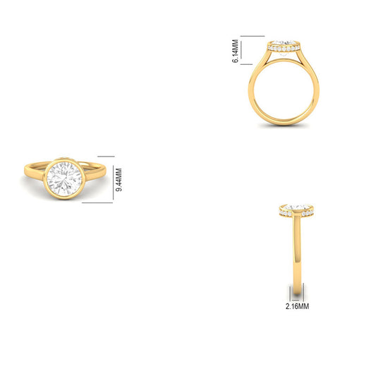 14k Gold Plated Bezel Set Round Cut Moissanite Dainty Ring