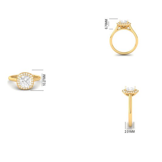 Dazzling Cushion Cut Moissanite Halo Engagement Ring