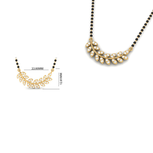 Leaf Design Diamond Mangalsutra For Women | Dainty Gold Plated Pendant Necklace | Traditional Mangalsutra Jewelry Gift For Her