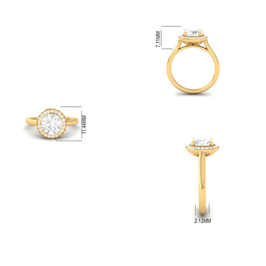 Dazzling Round Cut Moissanite Halo Engagement Ring