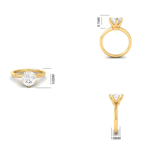 Round Cut Moissanite Solitaire Engagement Ring for Her