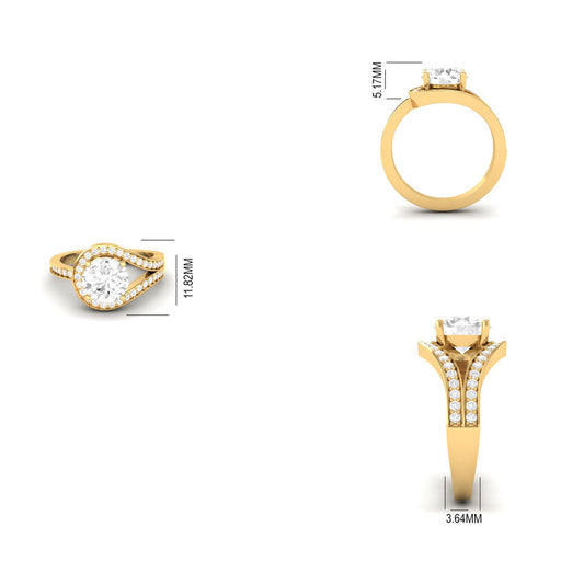 Modern Round Cut Moissanite Engagement Ring