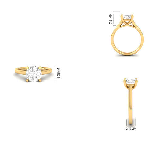 Elegant 4-Prong Moissanite Solitaire Ring 14K Gold Plated