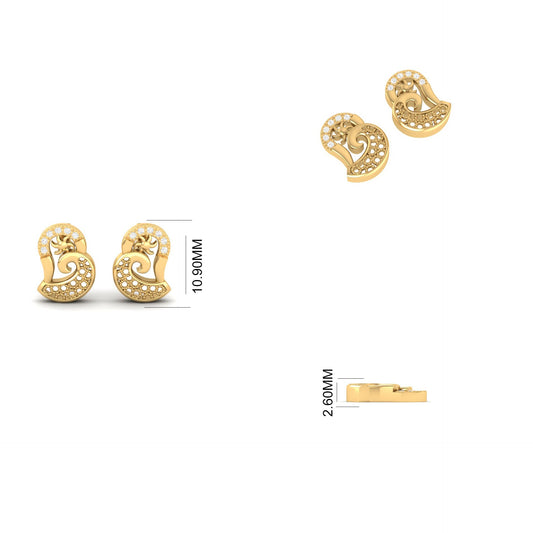 Elegant Garnet Stud Earrings in 18kt Gold-Plated Silver"