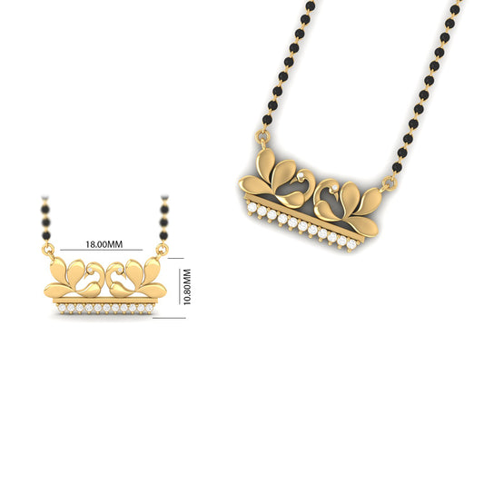 Swan Design Mangalsutra for Women, Gold Plated Diamond Pendant Necklace, Traditional Indian Wedding Jewelry, Gift for Wife