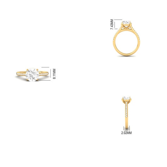 Brilliant Round Moissanite Ring 14K Gold Plated