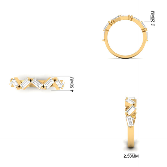 Baguette Diamond Zigzag Band Ring for Women | 18K Yellow Gold Over Sterling Silver | Stackable Fashion Ring