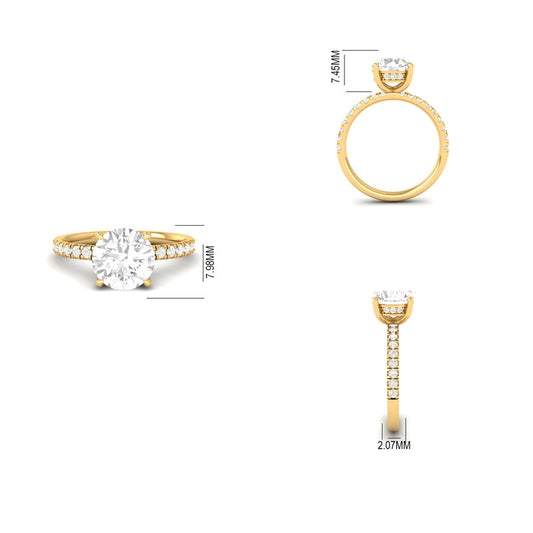 Classic 4-Prong Moissanite Ring 14K Gold Plated