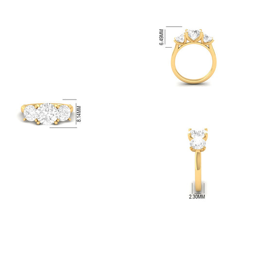 Three-Stone Moissanite Wedding Ring in 14K Gold Plated Sterling Silver