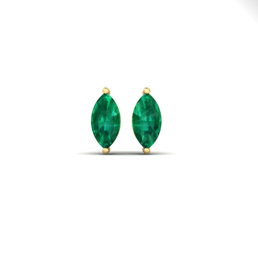 True Elegant Elegant Emerald Stud Earrings in Sterling Silver 925