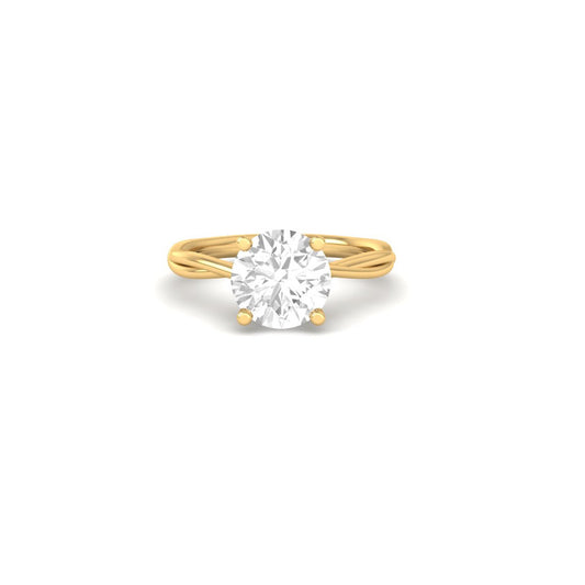 Round Cut Moissanite Solitaire Engagement Ring 14k Yellow Gold Plated