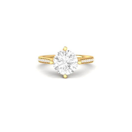 Brilliant Round Cut Moissanite Ring with Accented Band 14K Gold Plated