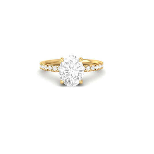 Brilliant Oval Cut Moissanite Ring 14K Gold Plated Sterling Silver