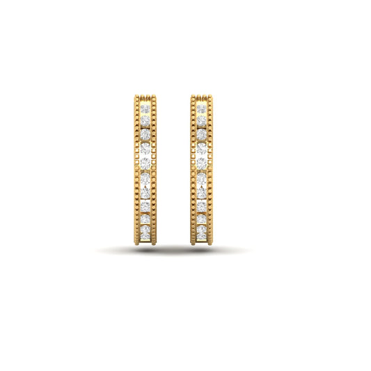 True Elegant Moissanite Diamond Milgrain Hoop Earrings 18kt Gold Over Sterling Silver