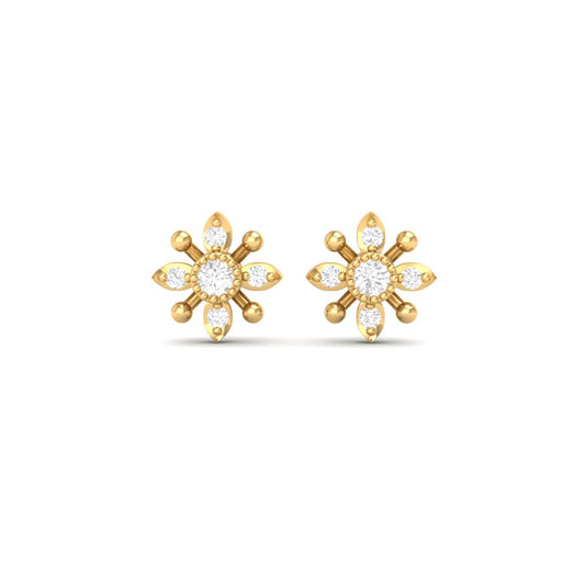 True Elegant Moissanite Floral Stud Earrings 18kt Gold Over Sterling Silver