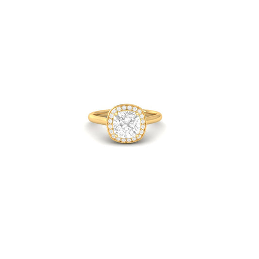 Dazzling Cushion Cut Moissanite Halo Engagement Ring
