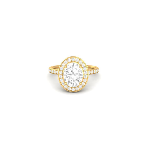 Oval Cut Moissanite Halo Engagement Ring