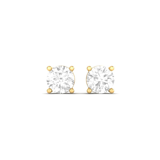 1.0CT Moissanite Solitaire Stud Earrings – 18K Yellow Gold Over Sterling Silver