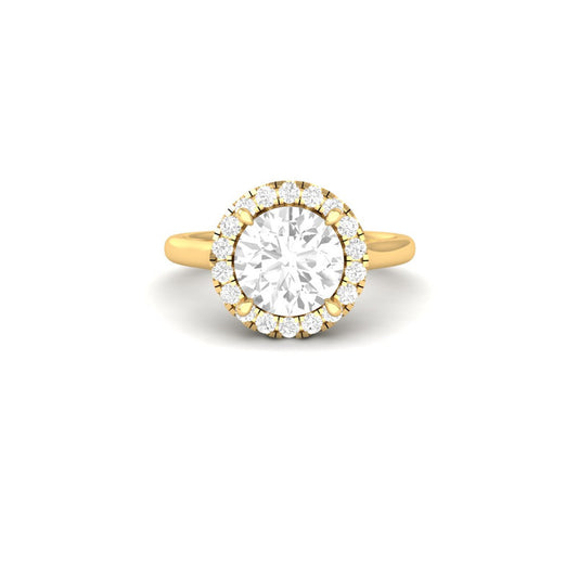 Round Cut Moissanite Halo Ring 14K Gold Plated