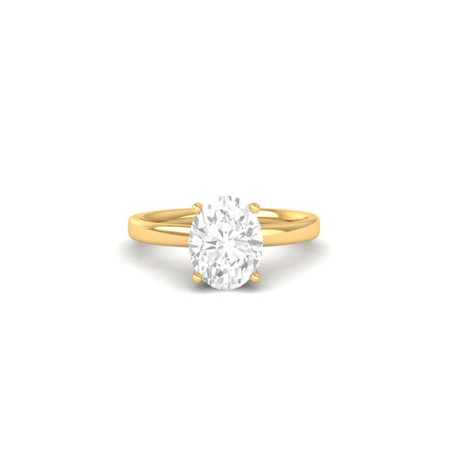 Oval Cut Moissanite Solitaire Engagement Ring in 14K Gold Plated