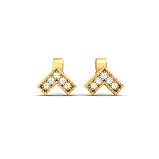 True Elegant Chevron Moissanite Diamond Stud Earrings 18kt Gold Over Sterling Silver