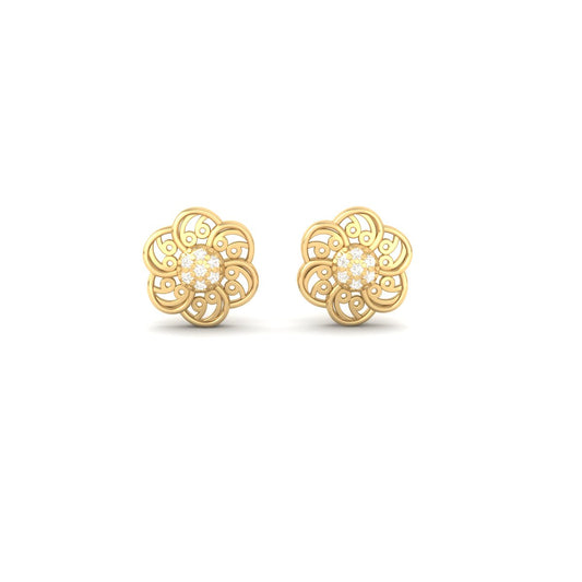 Red Ruby Floral Stud Earrings