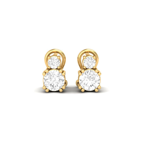 True Elegant Double Round Moissanite Stud Earrings-18kt Gold Over Sterling Silver