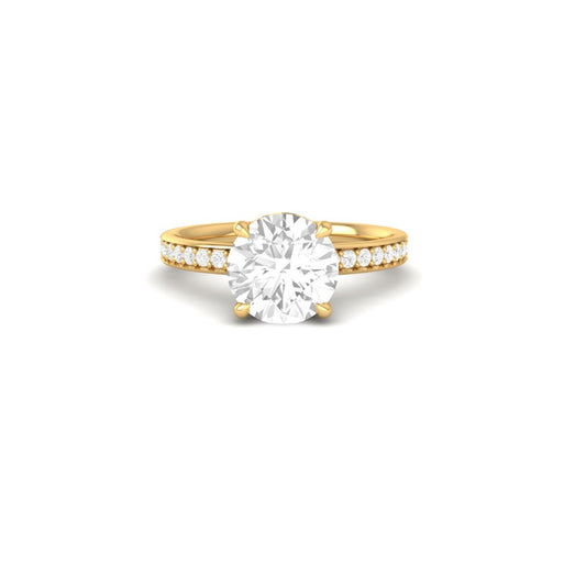 Classic Round Cut Moissanite Wedding Ring in 14K Gold Plated