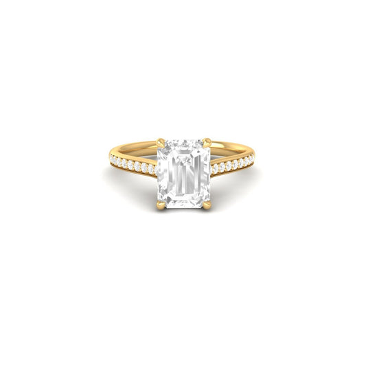 Emerald Cut Moissanite Solitaire Engagement Ring
