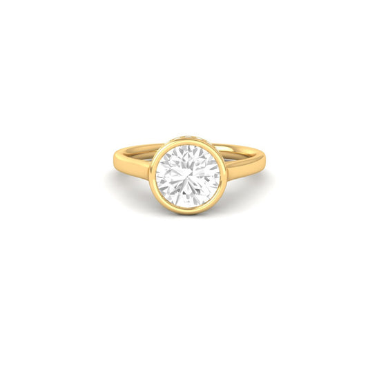 14k Gold Plated Bezel Set Round Cut Moissanite Dainty Ring