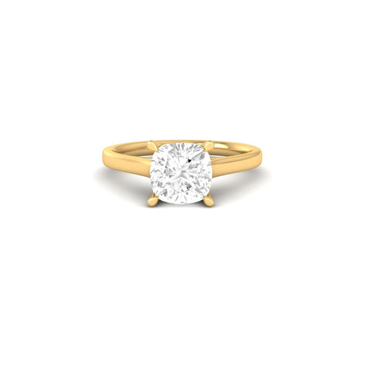 Cushion Cut Moissanite Ring in 4-Prong Setting 14K Gold Plated