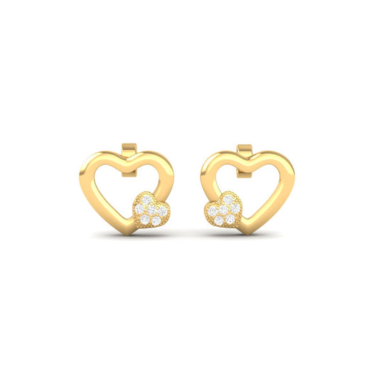 Red Ruby Heart Shape Stud Earring 18K Yellow Gold Over Sterling Silver