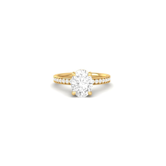 Oval Moissanite Wedding Ring in 14K Yellow Gold Plated Sterling Silver