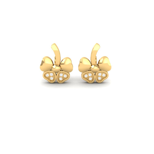Diamond Butterfly Bow Stud Earrings – 18K Yellow Gold Over Sterling Silver