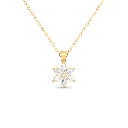 Marquise Cut Moissanite Floral Necklace