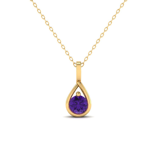 6MM Amethyst Dainty Pendant Necklace In Sterling Silver