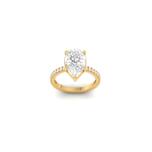 Pear Cut Moissanite Solitaire Engagement Ring | 14K Yellow Gold Plated on Sterling Silver | Women's Proposal Ring