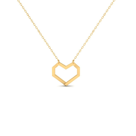 Geometric Heart Necklace 14K Gold Plated
