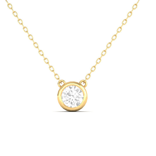 Bezel Set Diamond Solitaire Pendant Necklace for Women in 18K Yellow Gold Over Sterling Silver